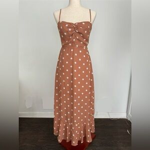 Fashion Union Apricot Polka Dot Midi Dress